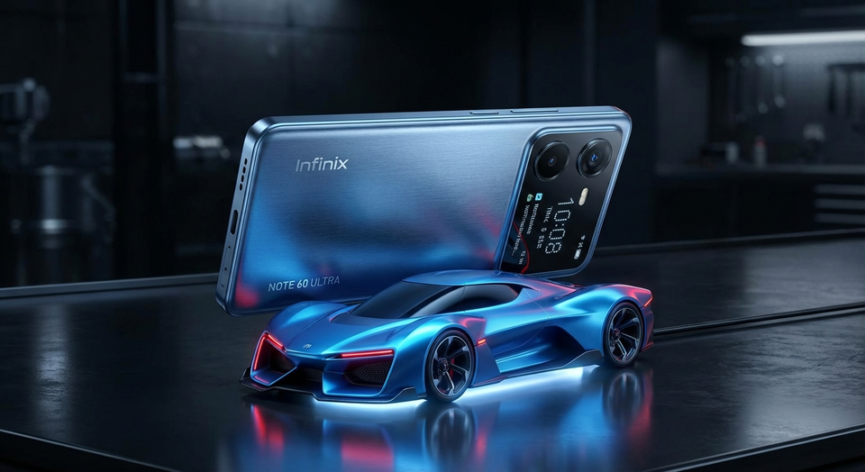 Infinix Note 60 Ultra: Dieses Smartphone kommt mit einem Rennauto-Ladegerät
